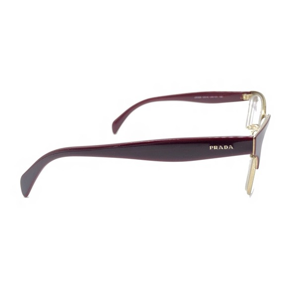Prada VPR 65R UAN-1O1 Burgundy Red Gold Square Eyeglasses Frames 53-16 140 Italy - Picture 4 of 12